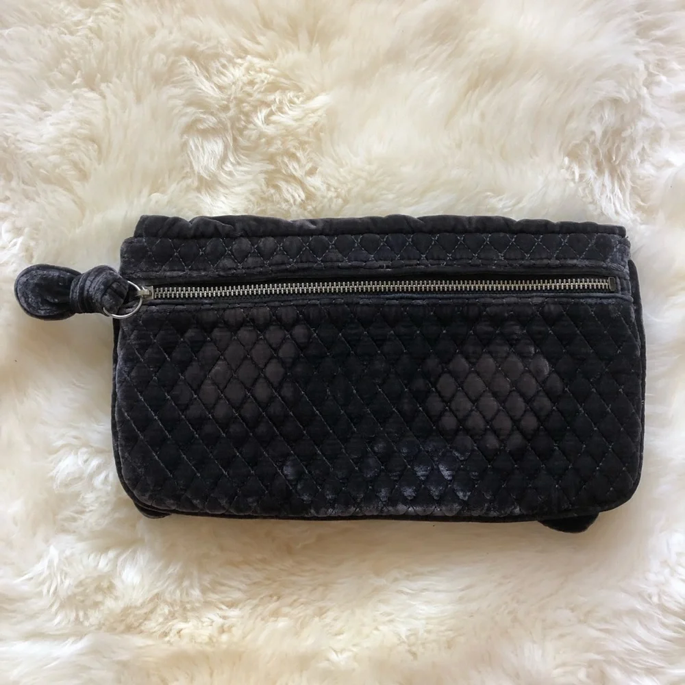 Juicy Couture Gray Velour Oversized Bow Clutch Y2K 2000’s style